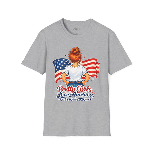 Pretty Girls Love America Softstyle Tee Redhead (Light Tees)