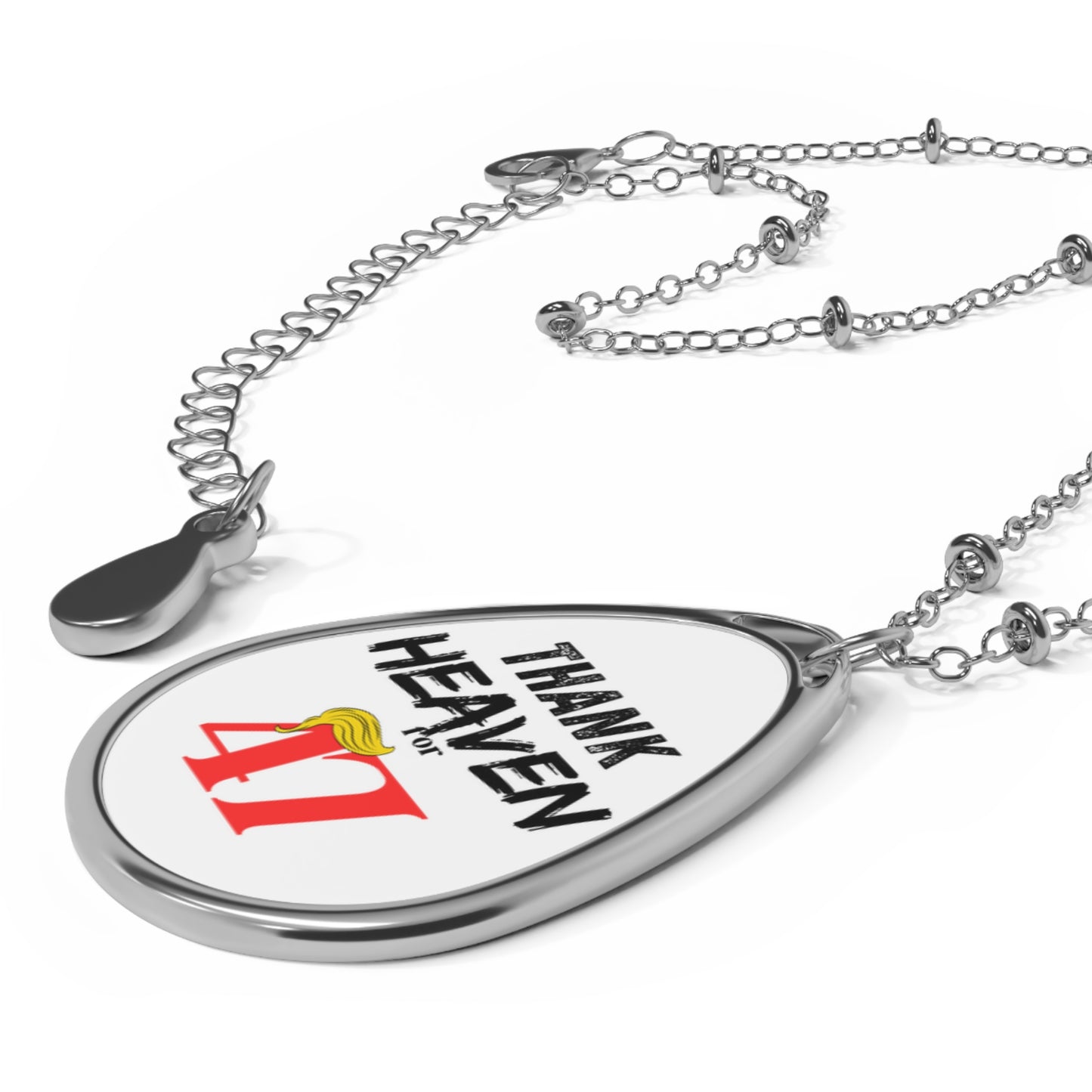 Thank Heaven For 47 Oval Pendant Necklace