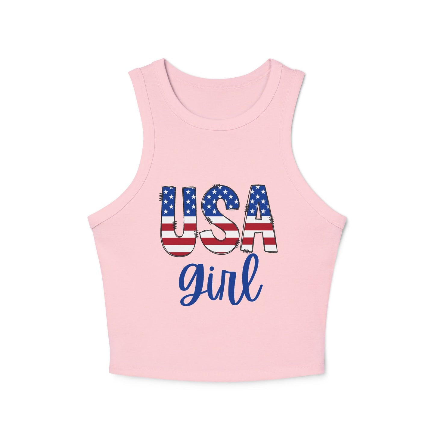 USA Girl Ladies Micro Rib Racer Tank Top