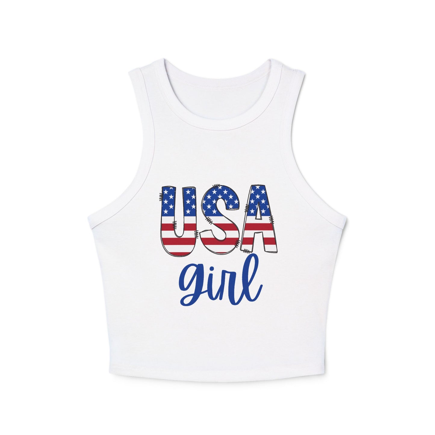 USA Girl Ladies Micro Rib Racer Tank Top