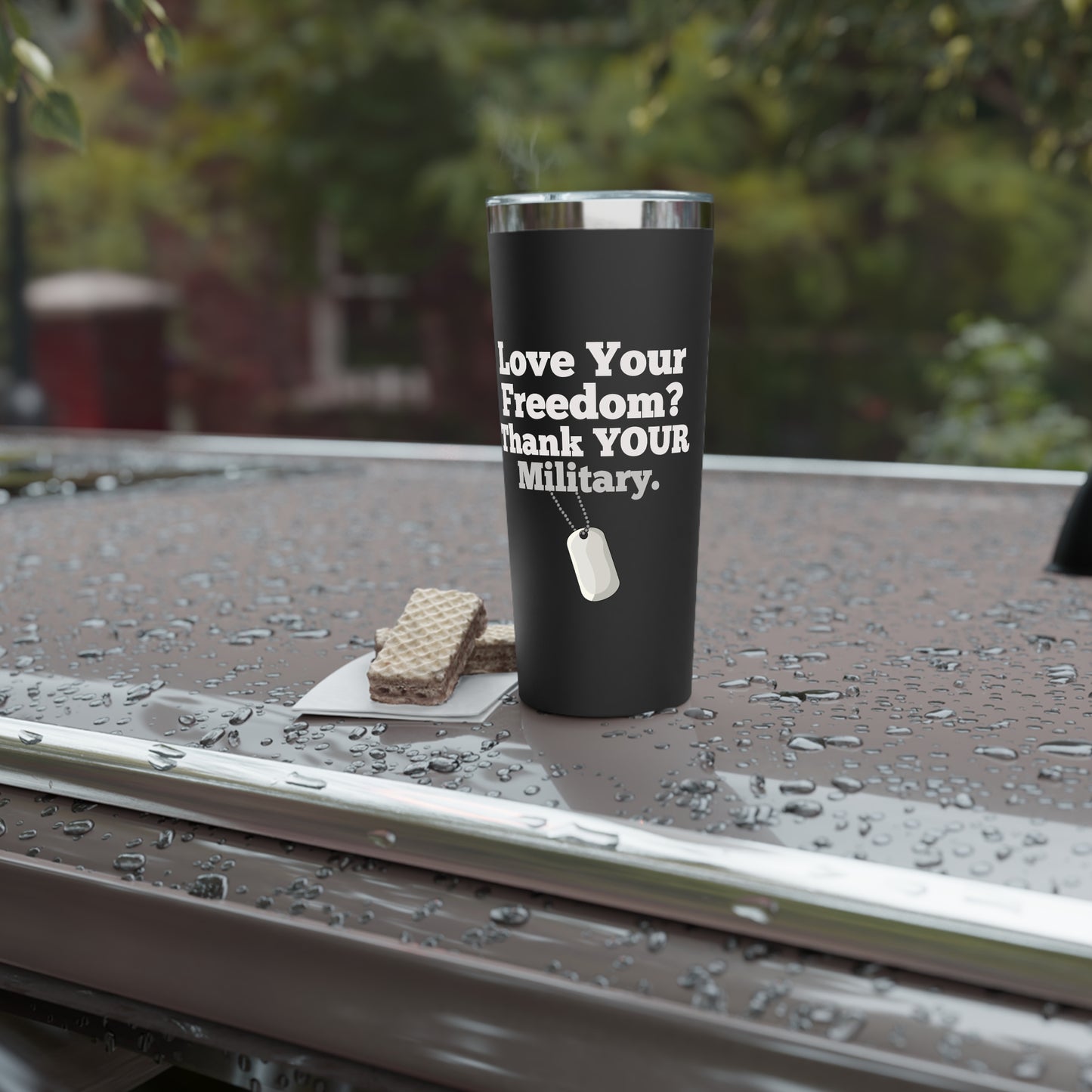 LOVE Your Freedom, Thank Your Military Copper Insulated Tumbler, 22oz, Red/Black