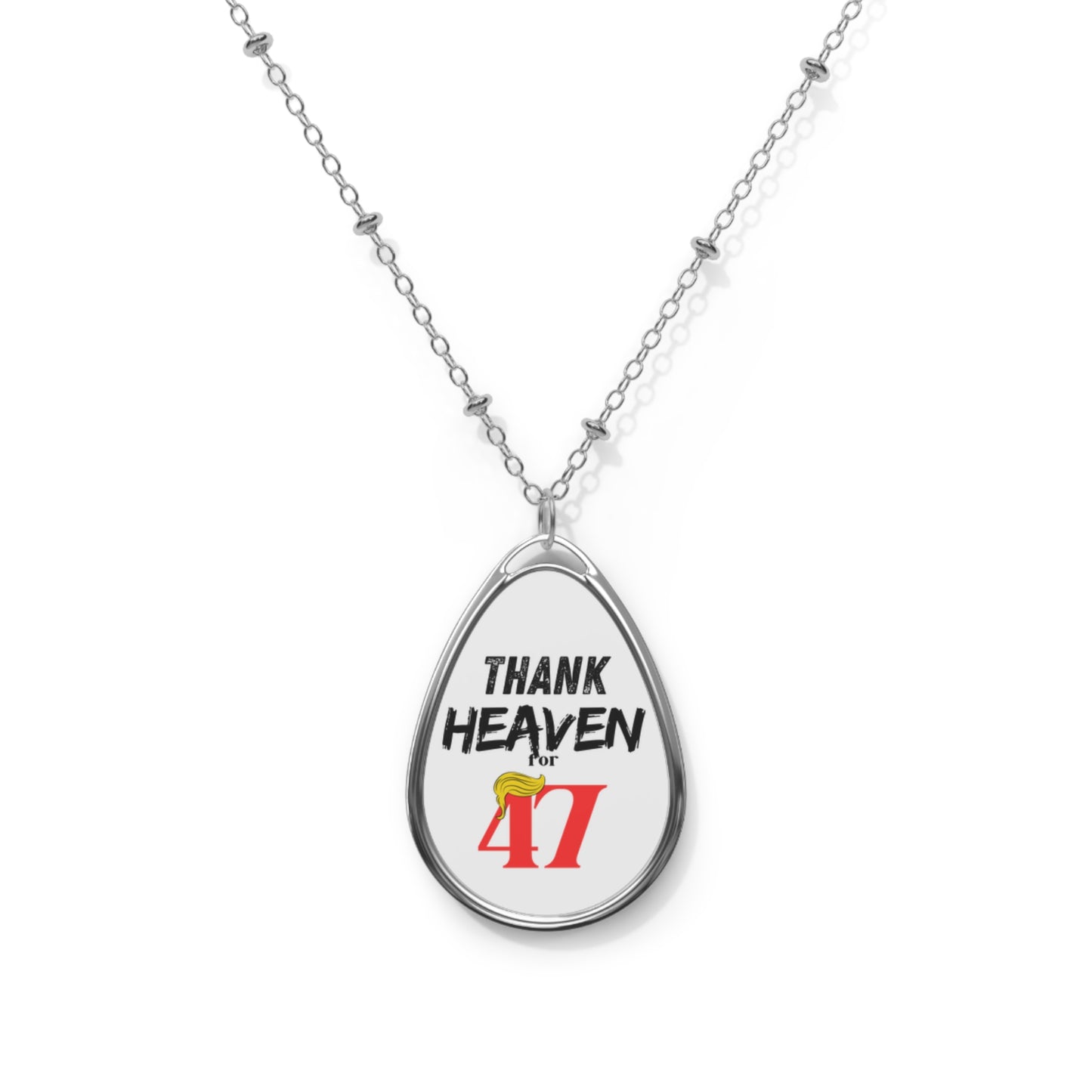 Thank Heaven For 47 Oval Pendant Necklace