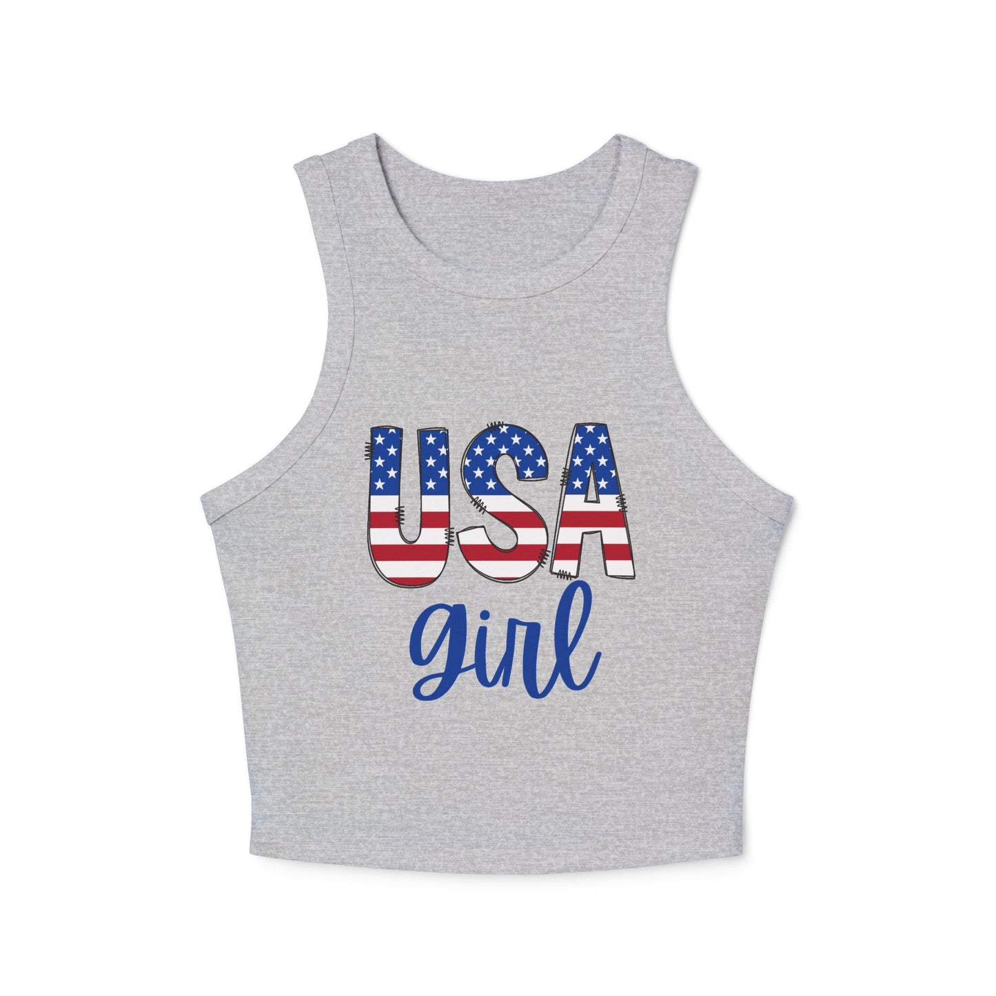 USA Girl Ladies Micro Rib Racer Tank Top