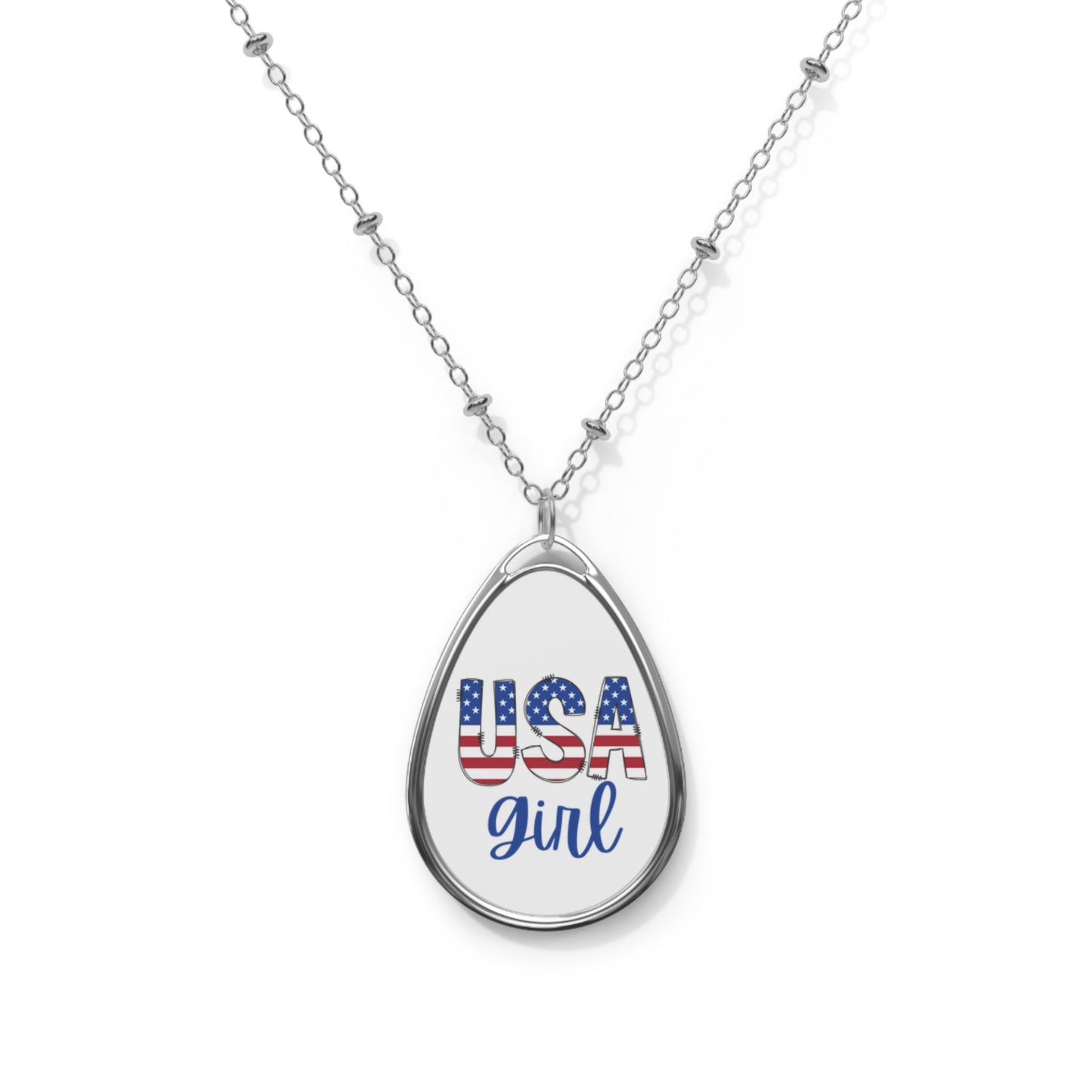 USA Girl Darling Oval Necklace