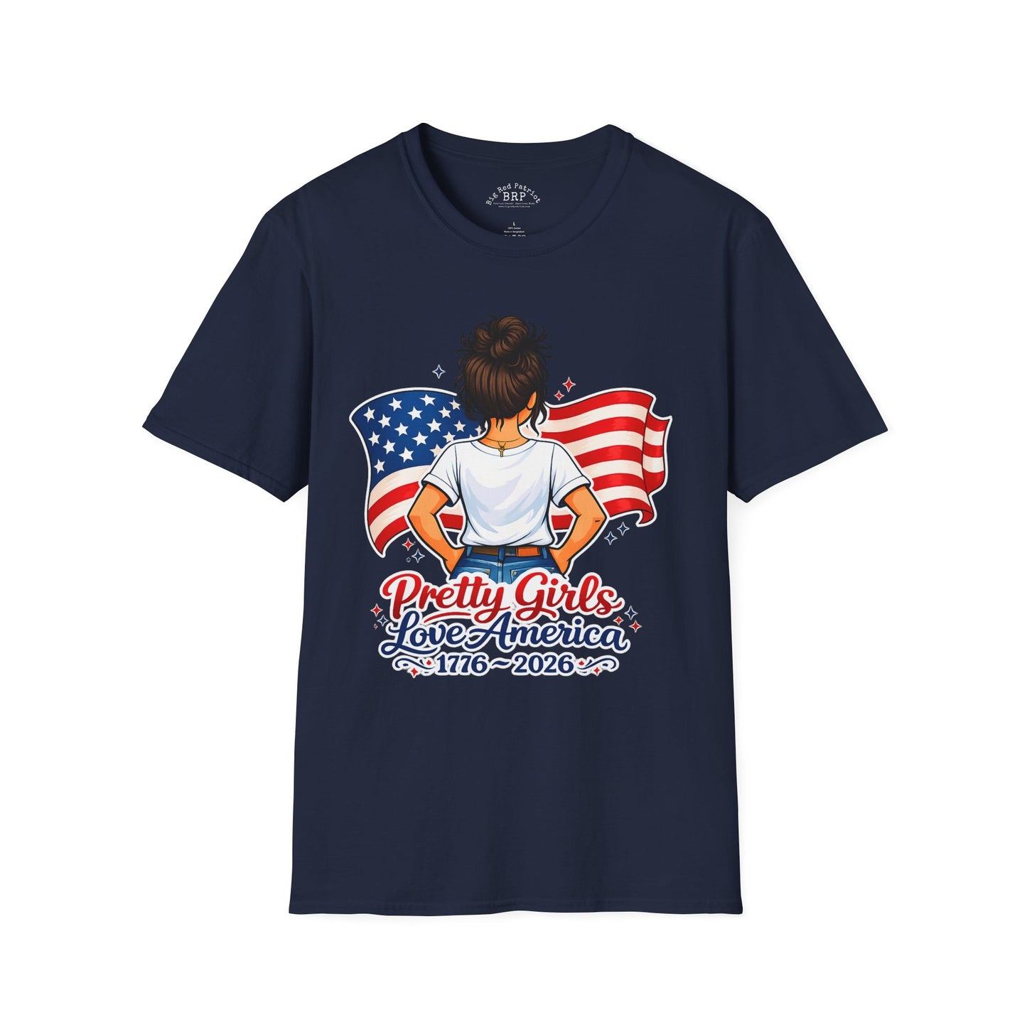 Pretty Girls Love America Softstyle Tee - Brunette (Dark Tees)