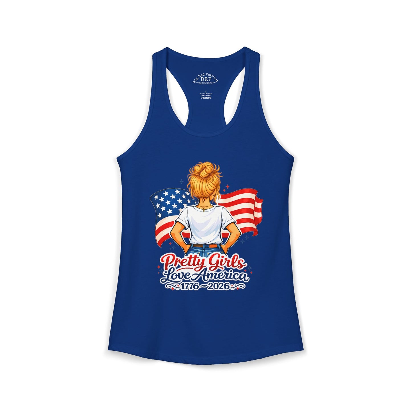 Pretty Girls Love America Ladies Ideal Racerback Tank - Golden Blonde