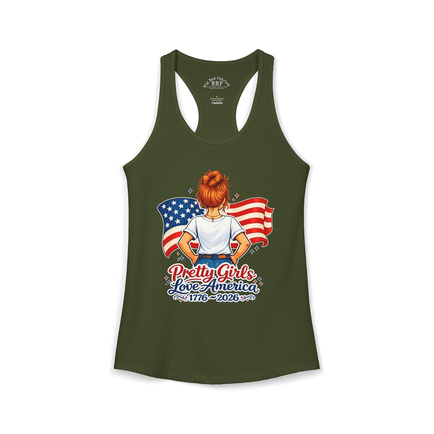 Pretty Girls Love America Ladies Ideal Racerback Tank - Redhead