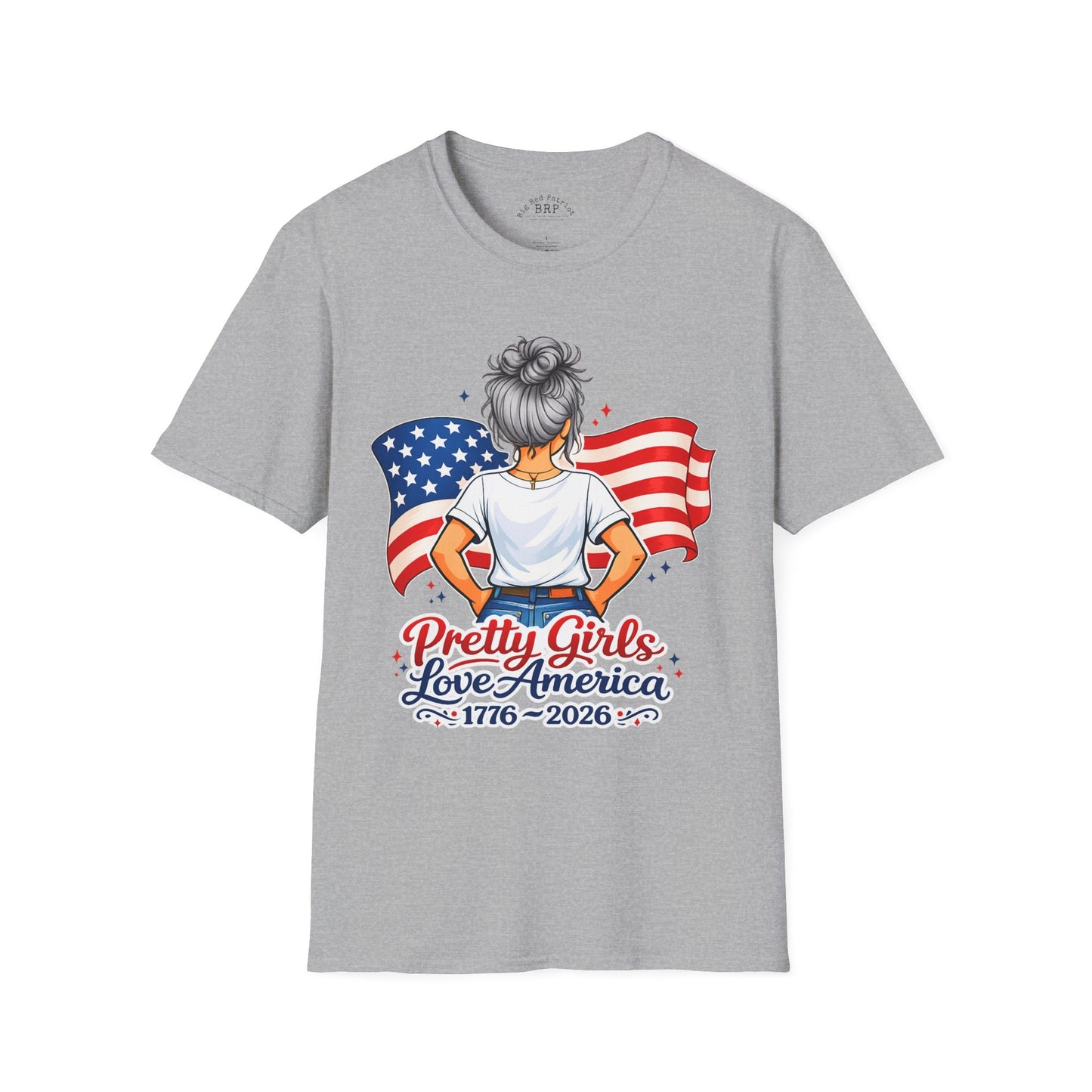 Pretty Girls Love America Softstyle Tee - Silver Hair (Light Tees)