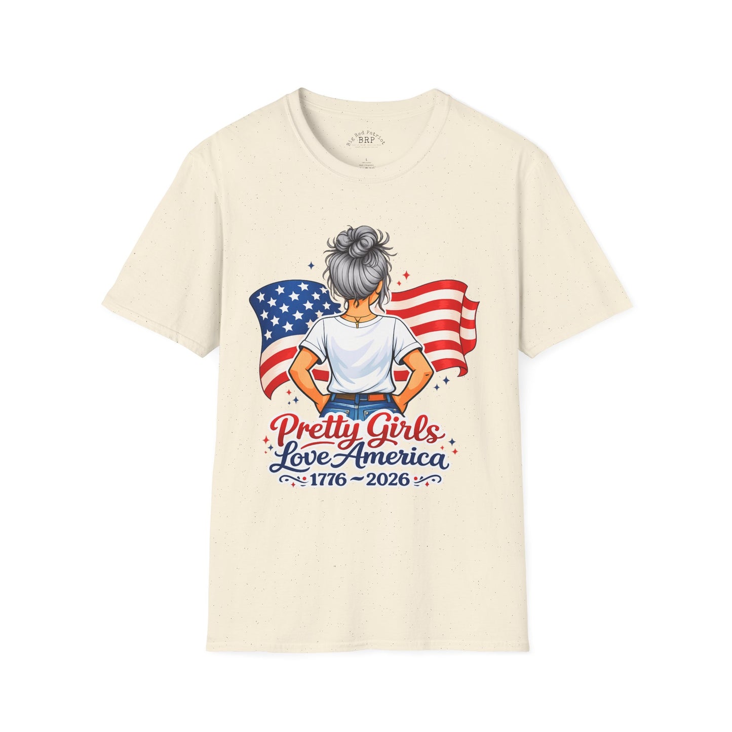 Pretty Girls Love America Softstyle Tee - Silver Hair (Light Tees)