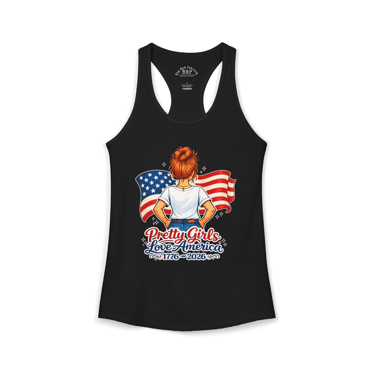 Pretty Girls Love America Ladies Ideal Racerback Tank - Redhead