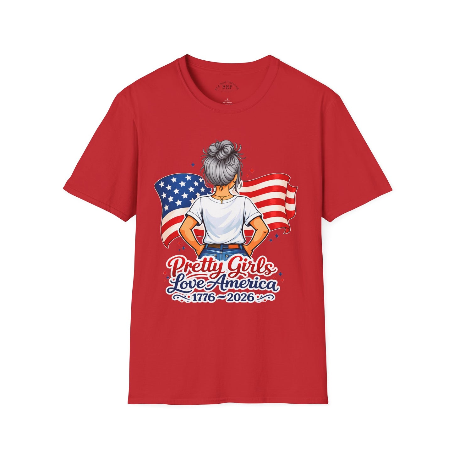 Pretty Girls Love America Softstyle Tee - Silver Hair (Light Tees)