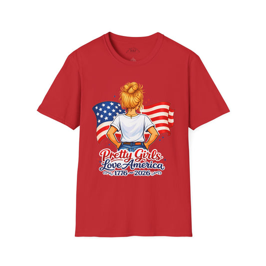 Pretty Girls Love America Softstyle Tee - Golden Blonde (Light Tees)