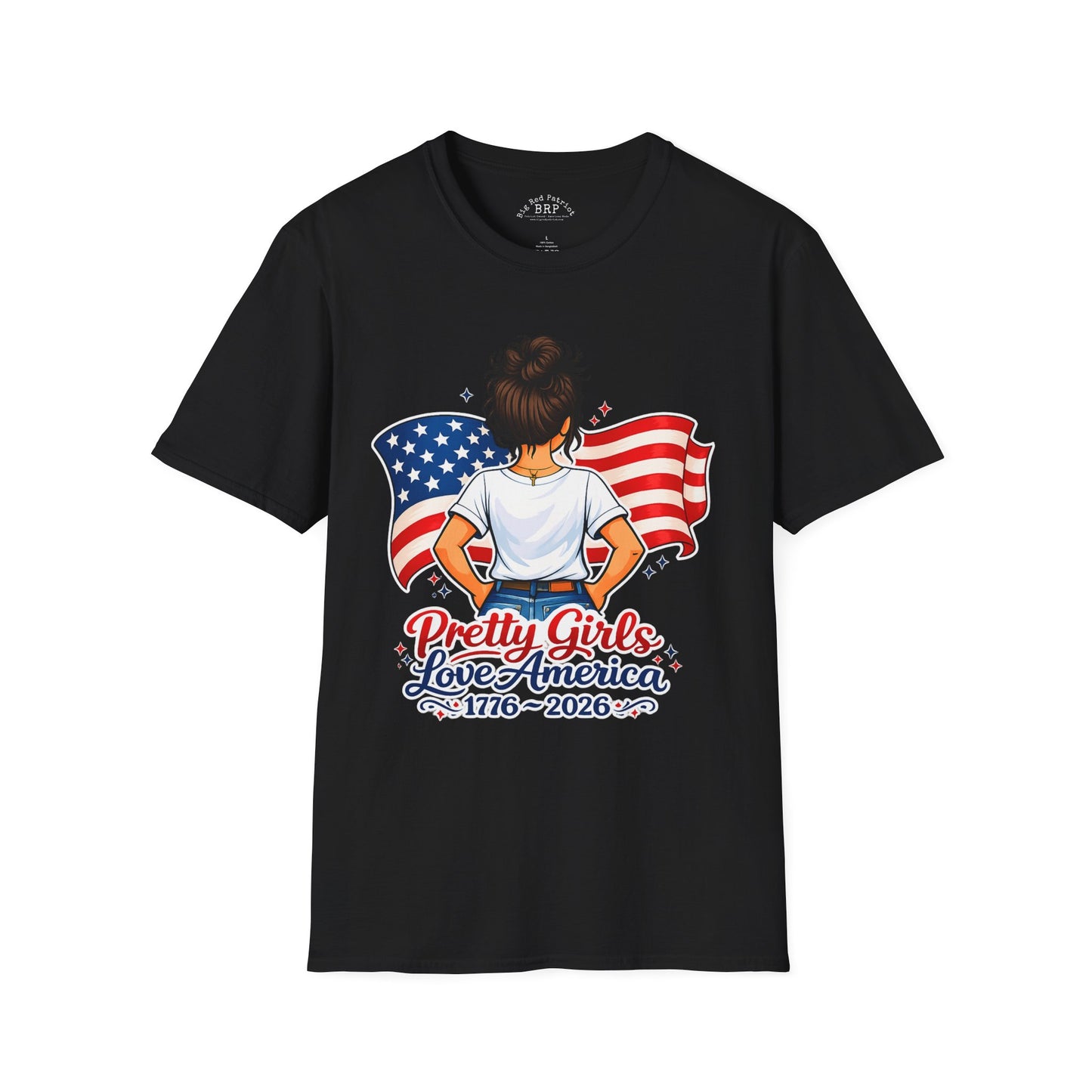 Pretty Girls Love America Softstyle Tee - Brunette (Dark Tees)