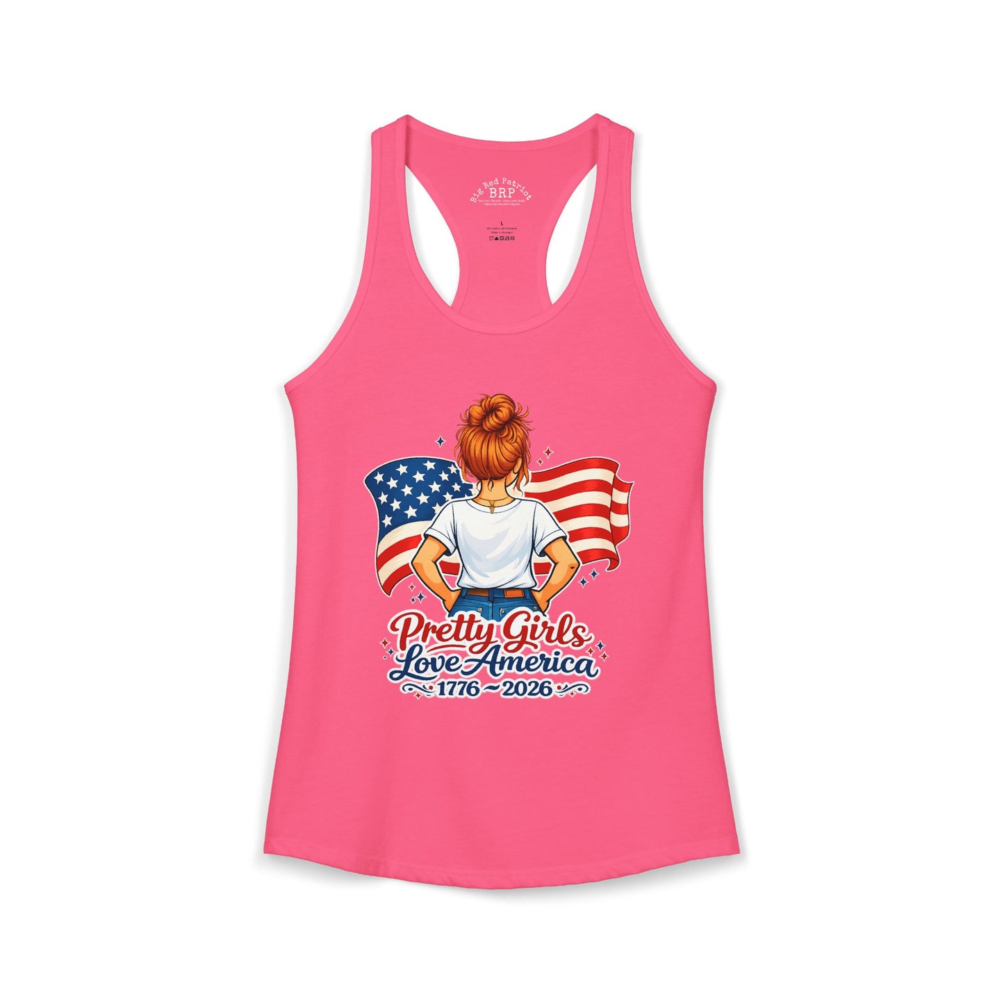Pretty Girls Love America Ladies Ideal Racerback Tank - Redhead