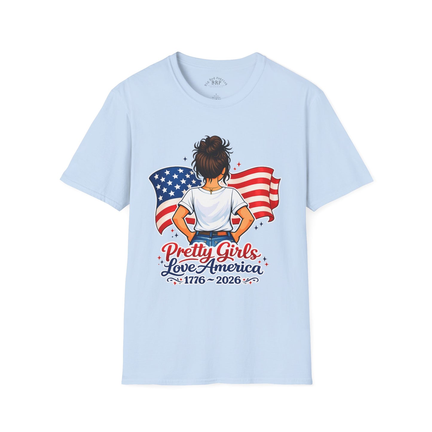 Pretty Girls Love America Softstyle Tee - Brunette (Light Tees)