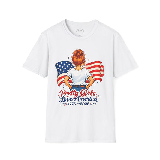 Pretty Girls Love America Softstyle Tee Redhead (Light Tees)