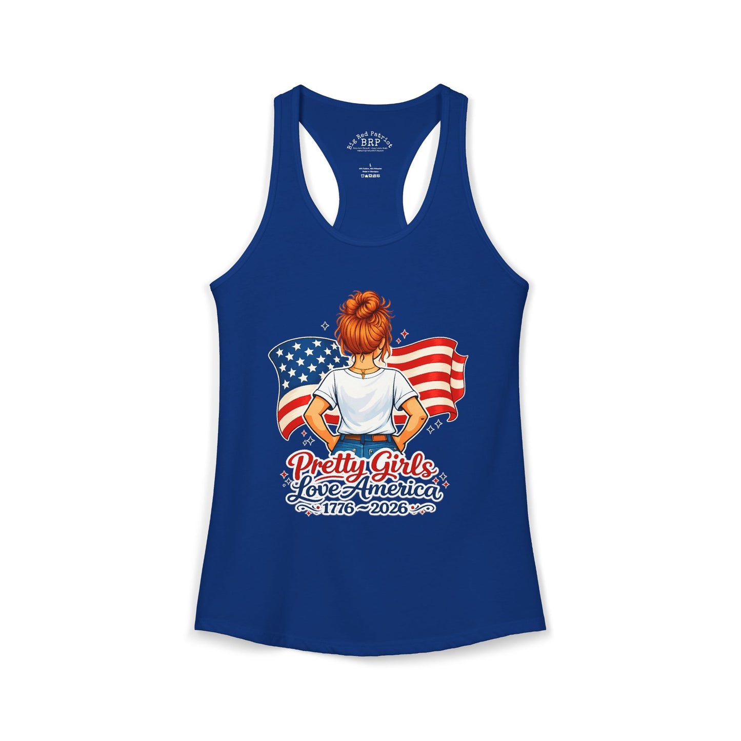 Pretty Girls Love America Ladies Ideal Racerback Tank - Redhead