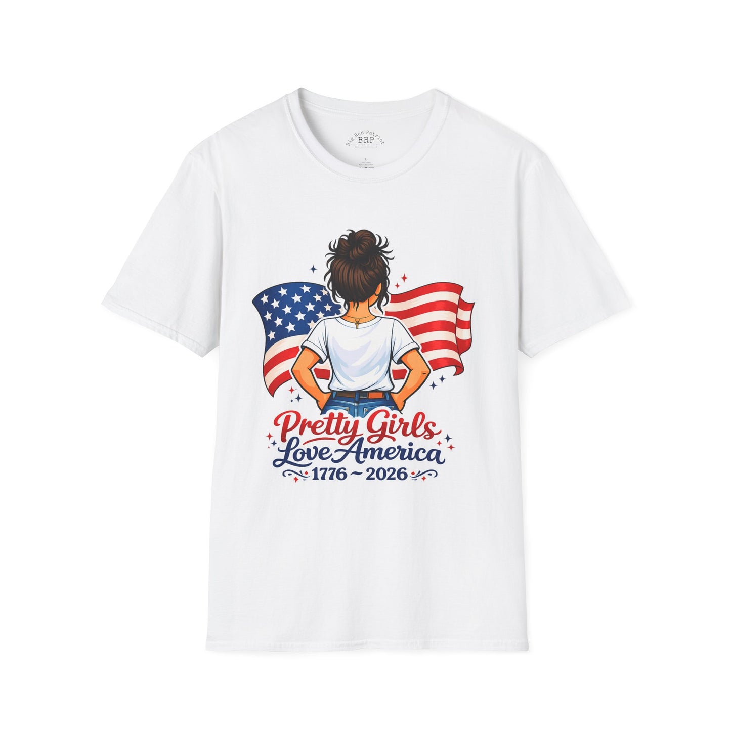 Pretty Girls Love America Softstyle Tee - Brunette (Light Tees)