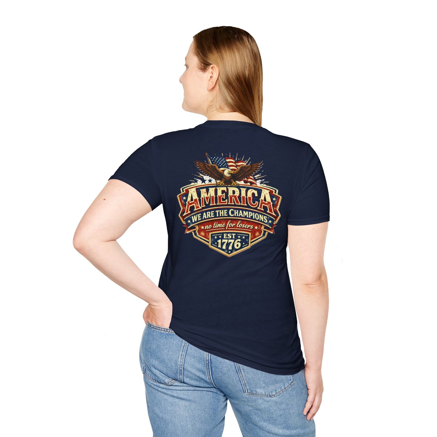 America We Are The Champions, America 250 Line Unisex Tee - Dark