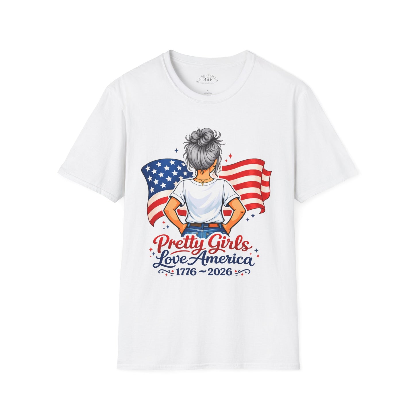 Pretty Girls Love America Softstyle Tee - Silver Hair (Light Tees)