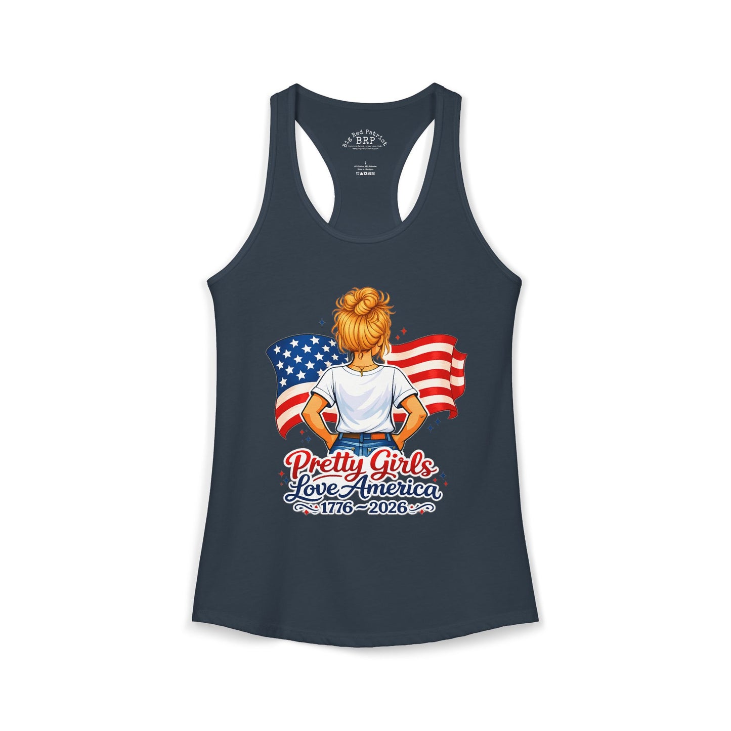 Pretty Girls Love America Ladies Ideal Racerback Tank - Golden Blonde