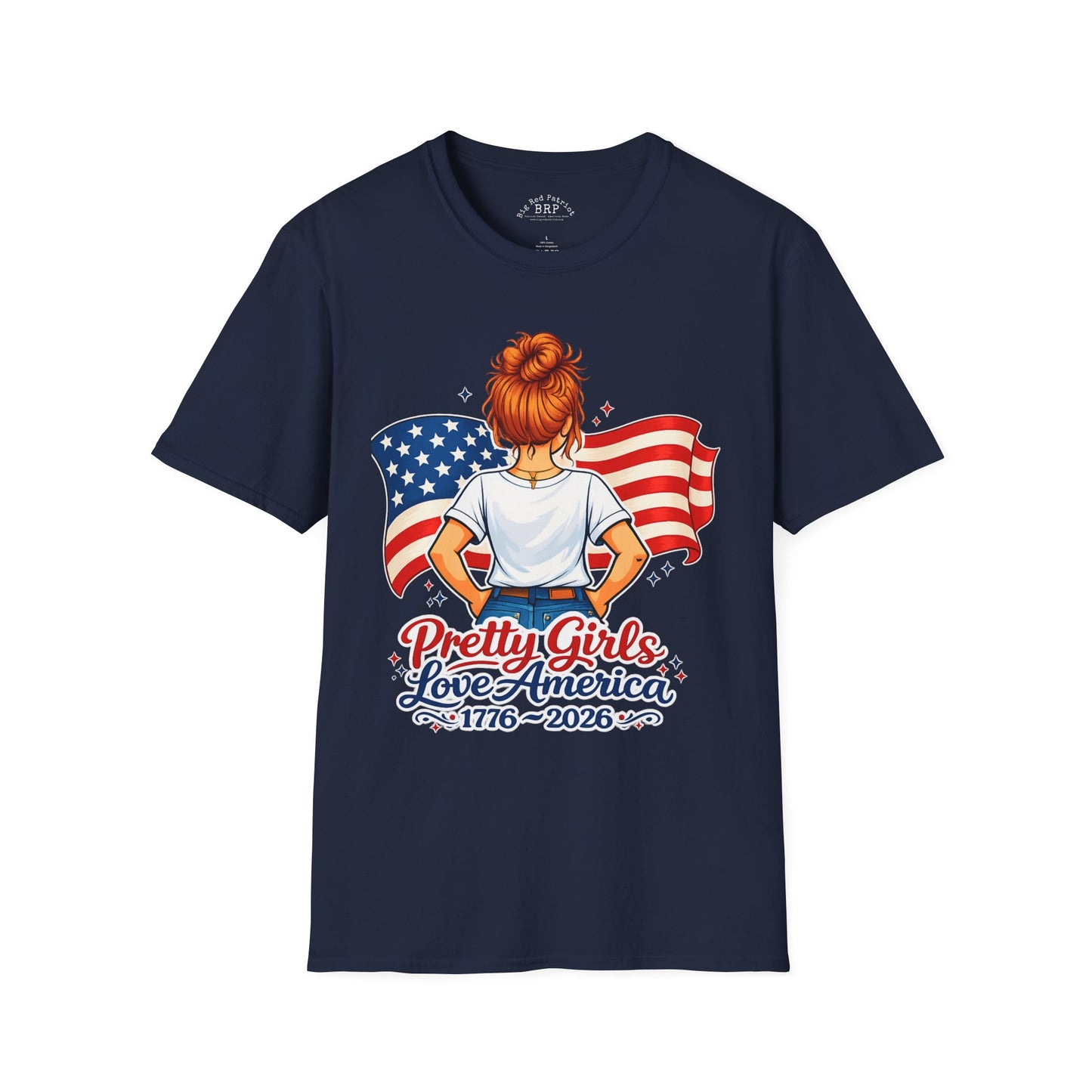 Pretty Girls Love America Softstyle Tee - Redhead (Dark Tees)