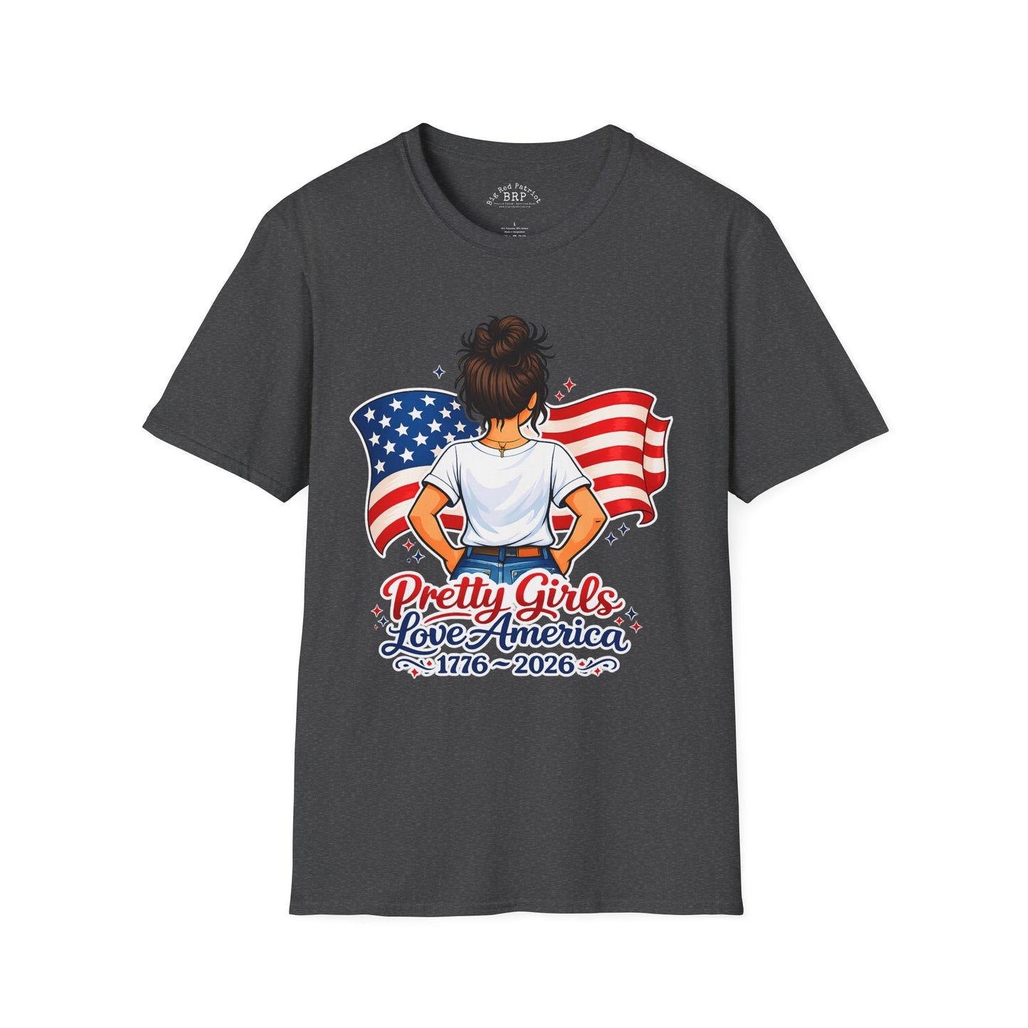 Pretty Girls Love America Softstyle Tee - Brunette (Dark Tees)