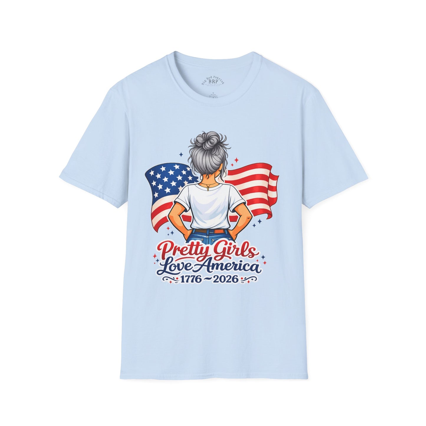 Pretty Girls Love America Softstyle Tee - Silver Hair (Light Tees)