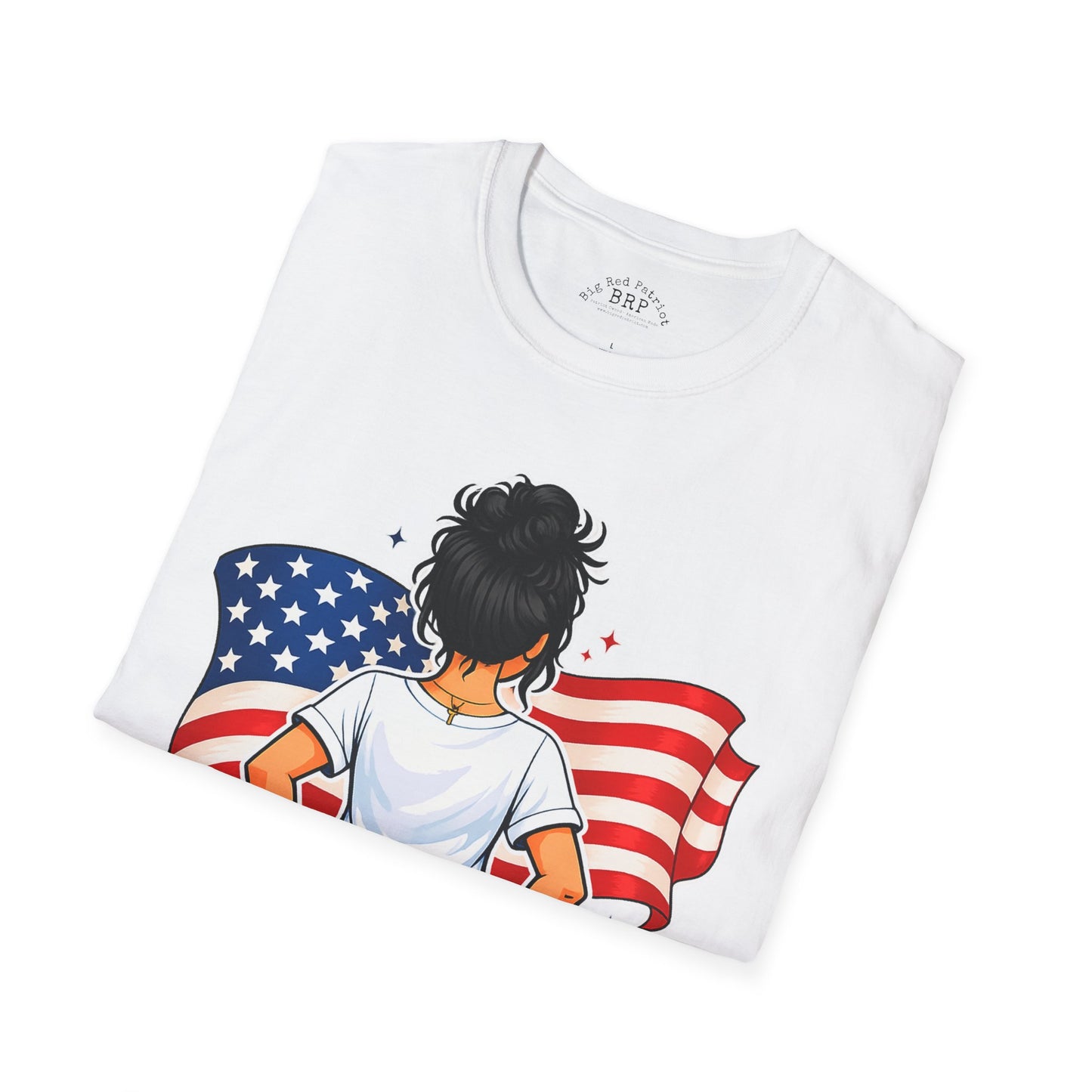 Pretty Girls Love America Softstyle Tee - Deep Black Hair (Light Tees)
