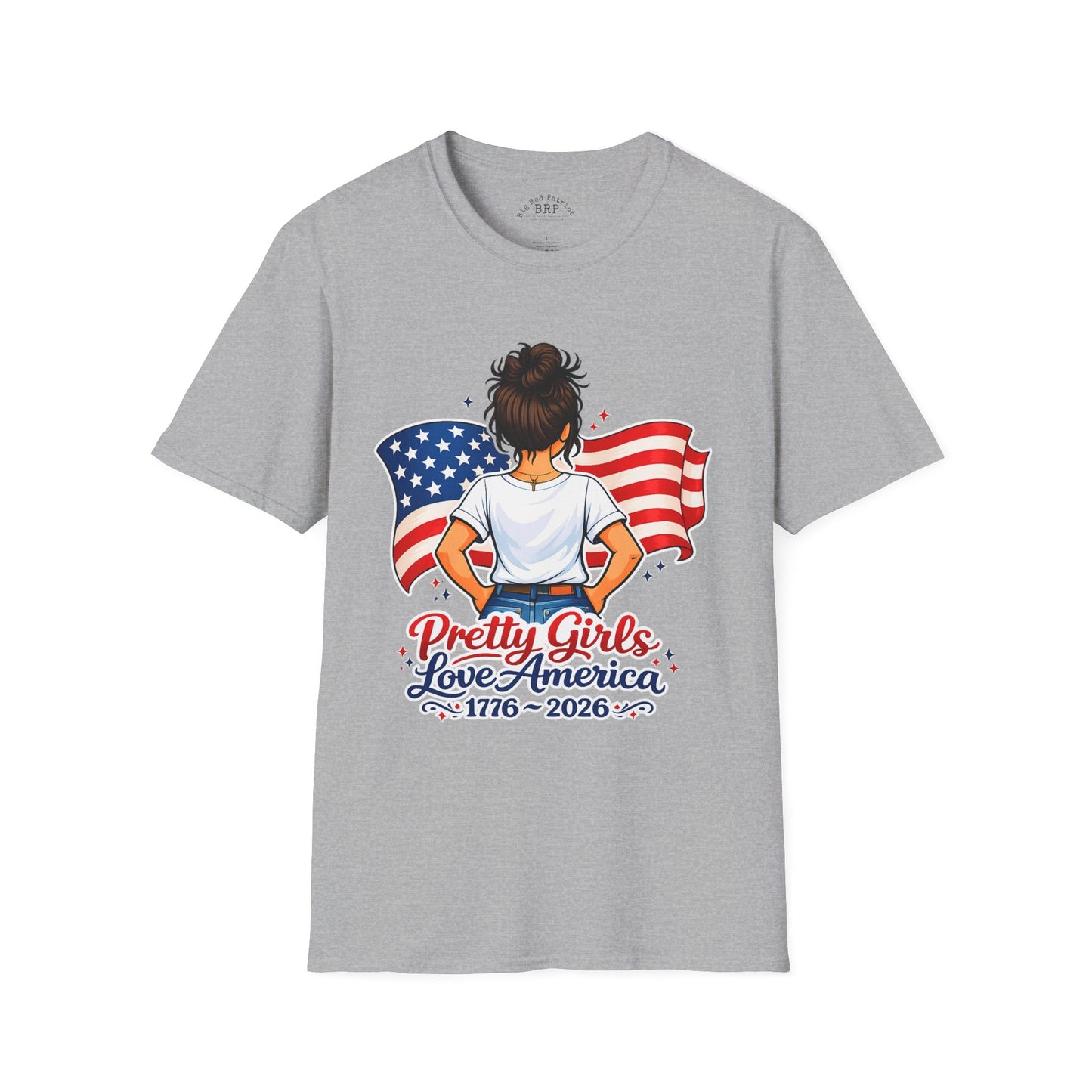 Pretty Girls Love America Softstyle Tee - Brunette (Light Tees)