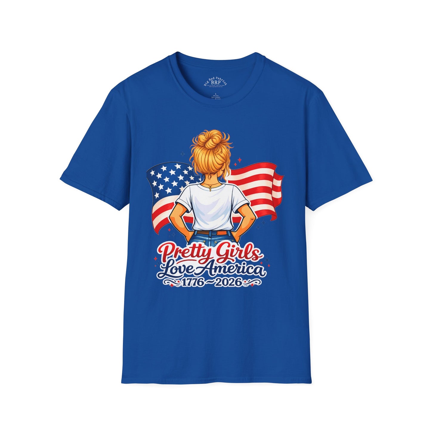 Pretty Girls Love America Softstyle Tee - Golden Blonde (Dark Tees)
