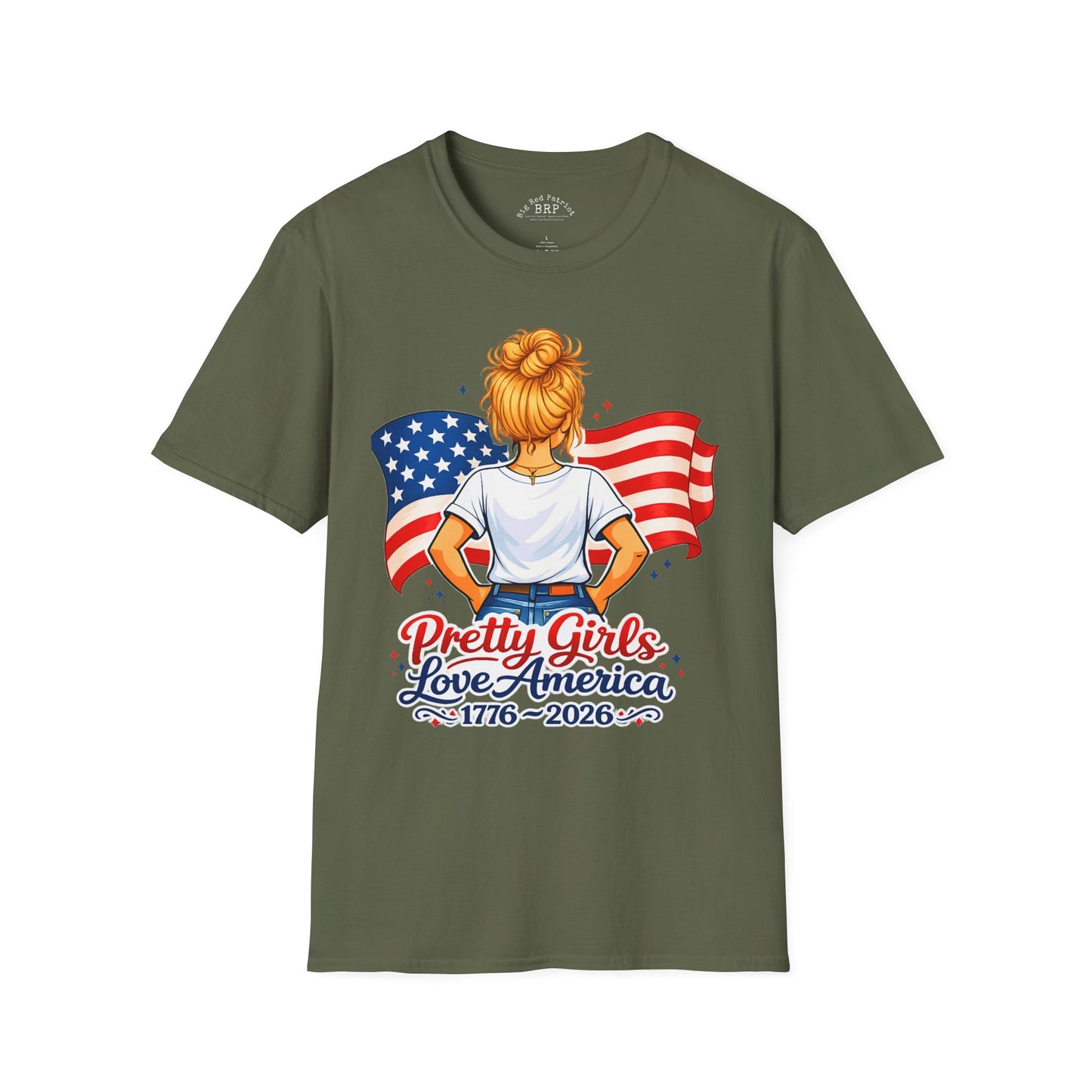 Pretty Girls Love America Softstyle Tee - Golden Blonde (Dark Tees)