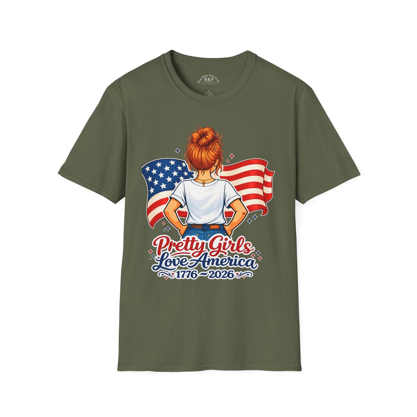 Pretty Girls Love America Softstyle Tee - Redhead (Dark Tees)