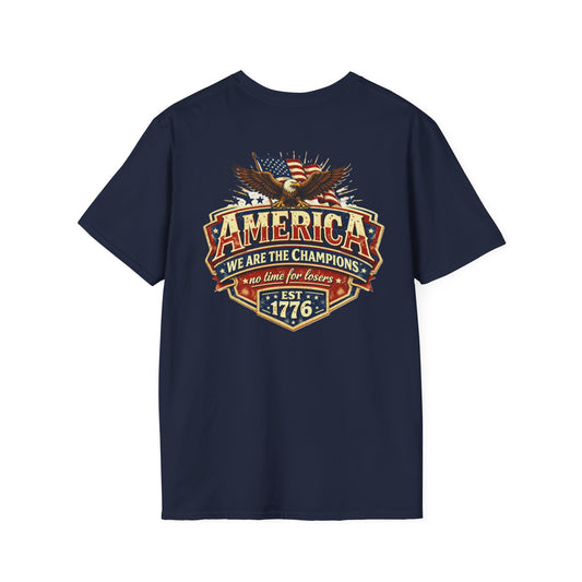 America We Are The Champions, America 250 Line Unisex Tee - Dark